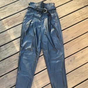 Vegan leather paper bag pants